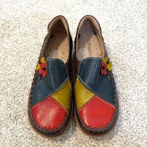 NWOT Trsorini Multicolor Patchwork Stitching Leather Chunky Loafers Size 41